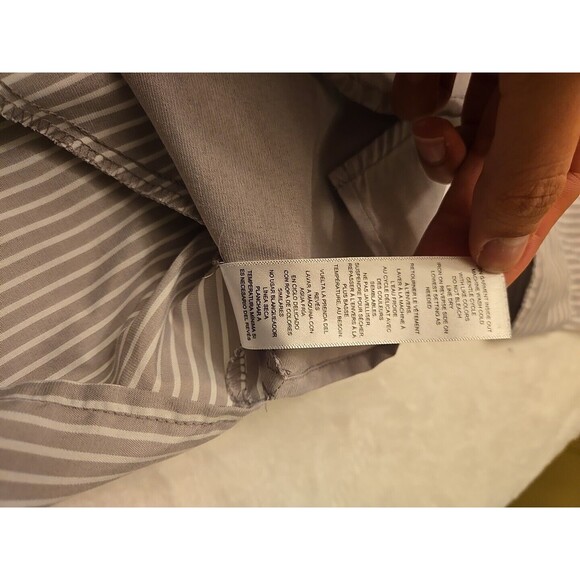 STUDIO 1886 Gray White Striped Collared Button Down Tunic Shirt Size 3X - Picture 7 of 13